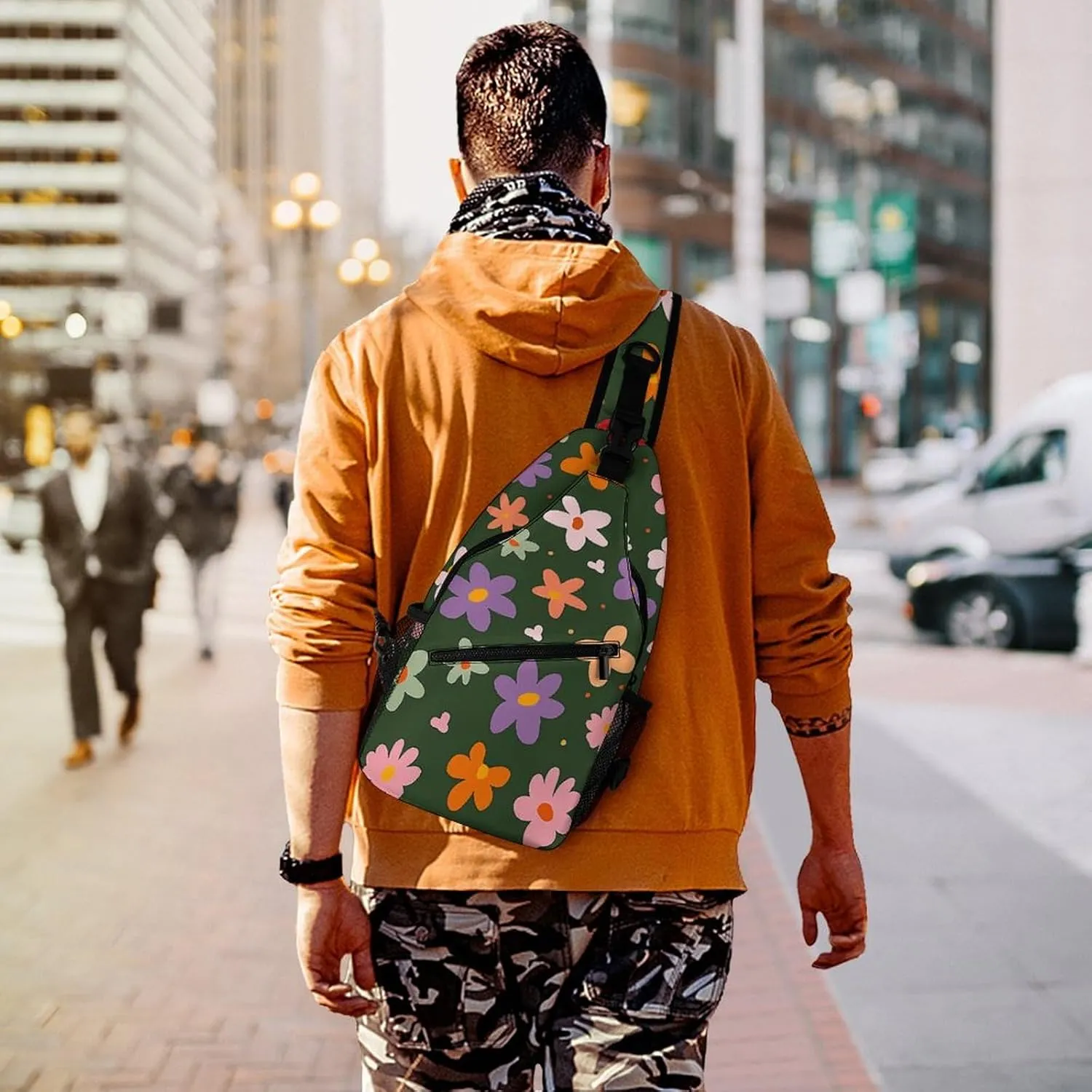 The Fish Are Swimming Around Sling Bag Lightweight Crossbody Chest Pack Travel Shoulder Bag with Adjustable Strap
