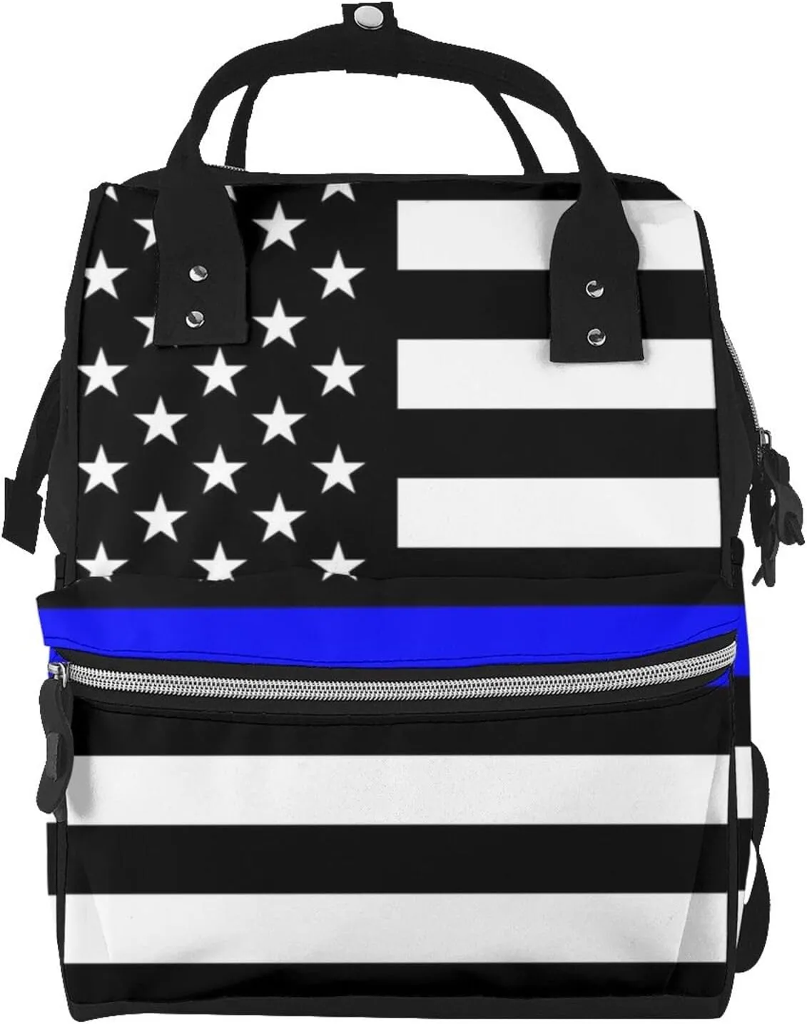 Thin Blue Line Polices Memorial Flag Large Capacity Mummy Maternity Bag Multifunctional Diaper Backpack 3D Print Travel Backpack