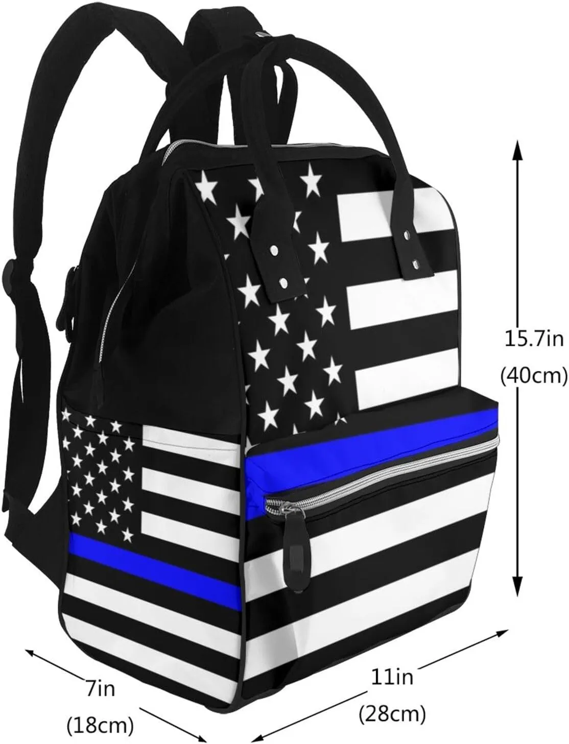 Thin Blue Line Polices Memorial Flag Large Capacity Mummy Maternity Bag Multifunctional Diaper Backpack 3D Print Travel Backpack