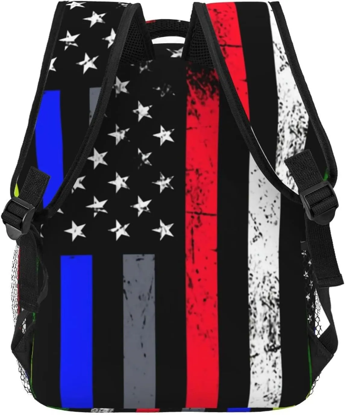Thin Blue Red Green Line American Flag Backpacks 15in Laptop Backpack Multipurpose Double Shoulder Bag For Men Women Gifts