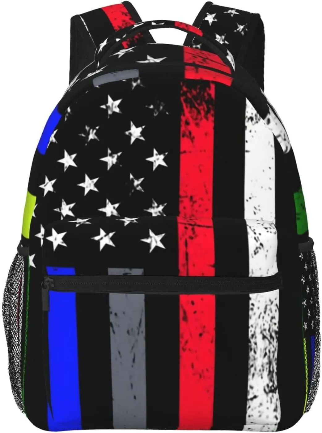 Thin Blue Red Green Line American Flag Backpacks 15in Laptop Backpack Multipurpose Double Shoulder Bag For Men Women Gifts