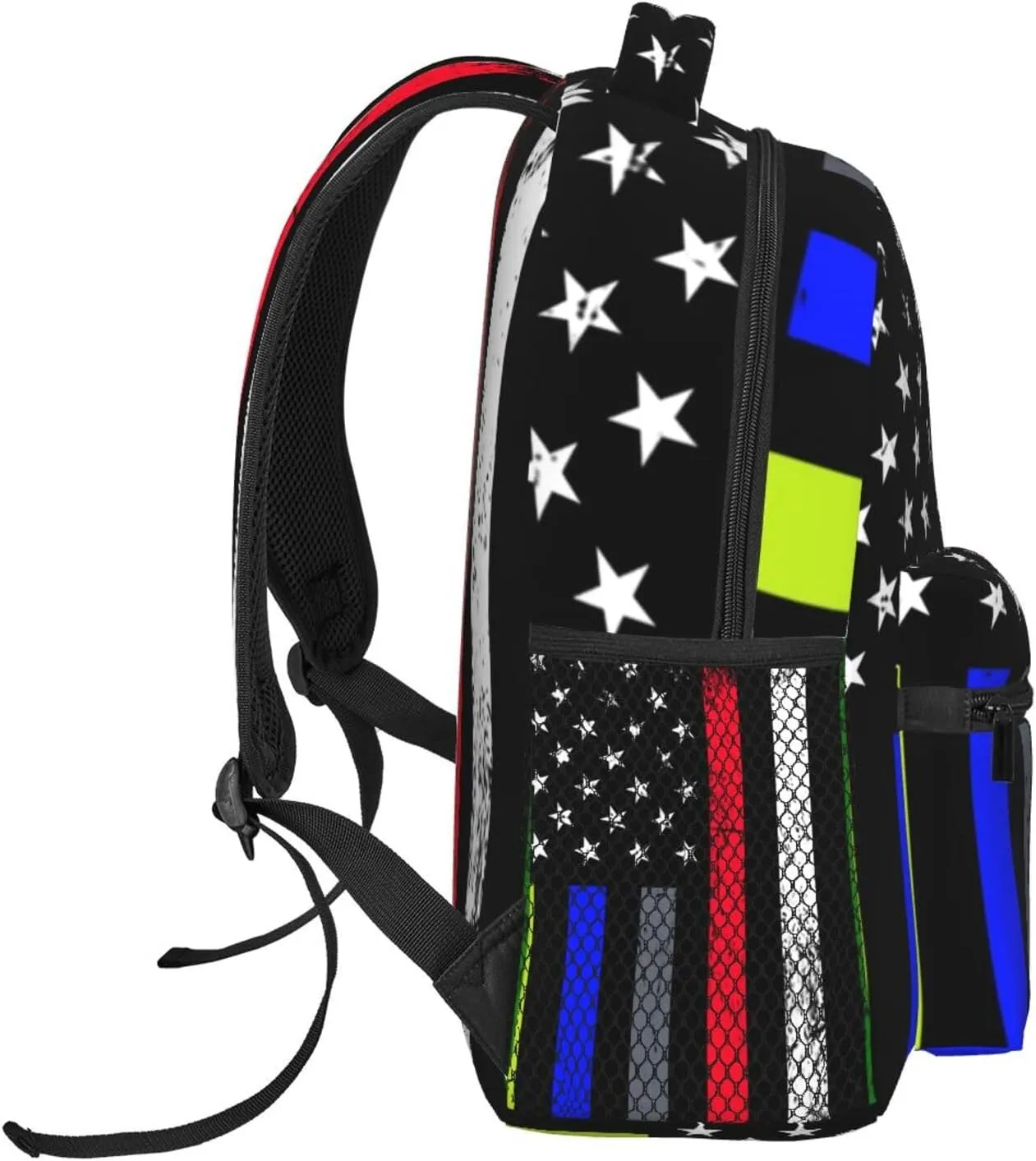 Thin Blue Red Green Line American Flag Backpacks 15in Laptop Backpack Multipurpose Double Shoulder Bag For Men Women Gifts