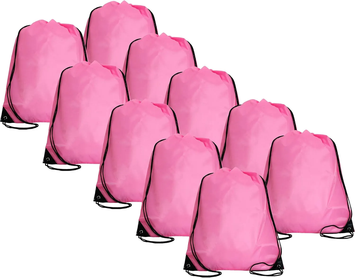 Threadart Drawstring Backpacks - Pack of 10 - Pink | Sports Cinch Sack String Backpack | For Gym, Storage, & Travel | Large 15" x 18.5" Size