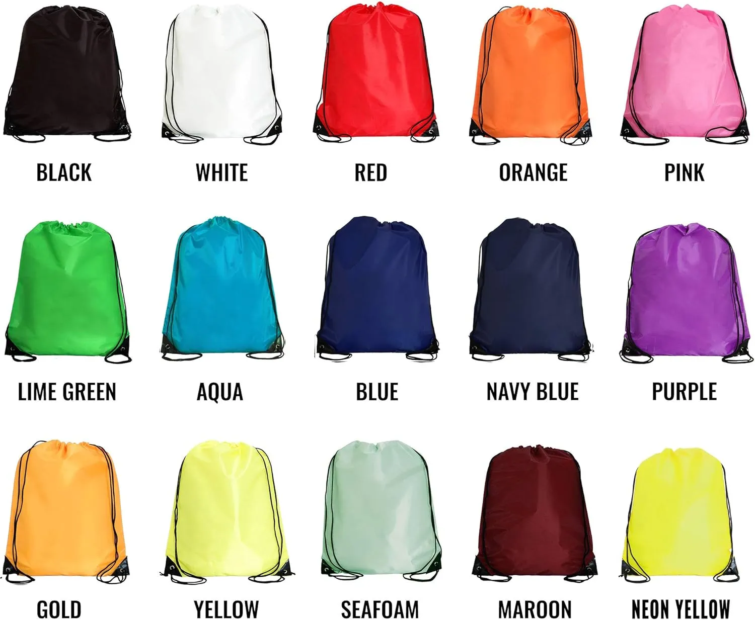Threadart Drawstring Backpacks - Pack of 10 - Pink | Sports Cinch Sack String Backpack | For Gym, Storage, & Travel | Large 15" x 18.5" Size