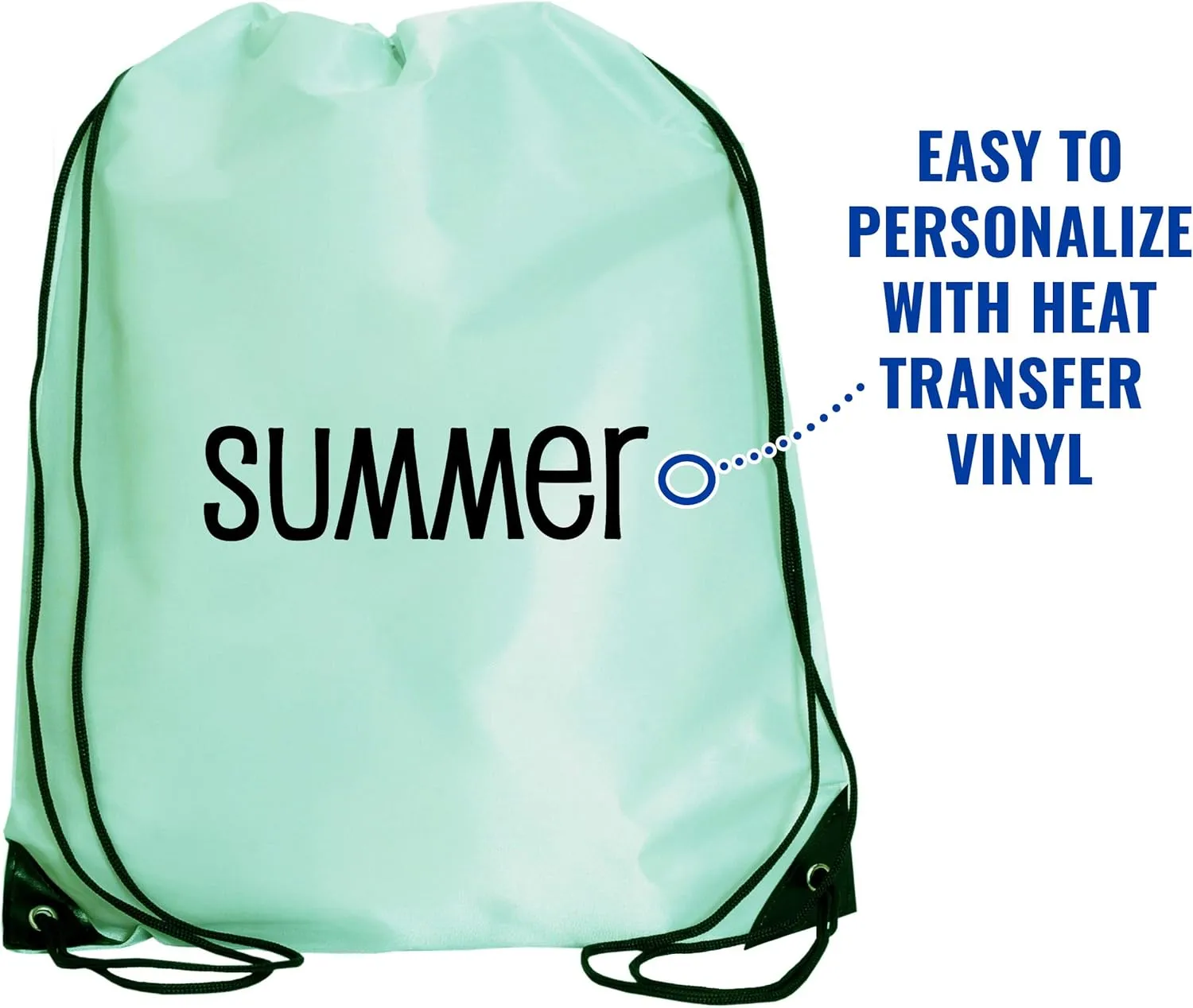 Threadart Drawstring Backpacks - Pack of 10 - Seafoam | Sports Cinch Sack String Backpack | For Gym, Storage, & Travel | Large 15" x 18.5" Size