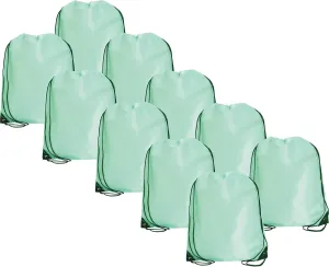 Threadart Drawstring Backpacks - Pack of 10 - Seafoam | Sports Cinch Sack String Backpack | For Gym, Storage, & Travel | Large 15" x 18.5" Size