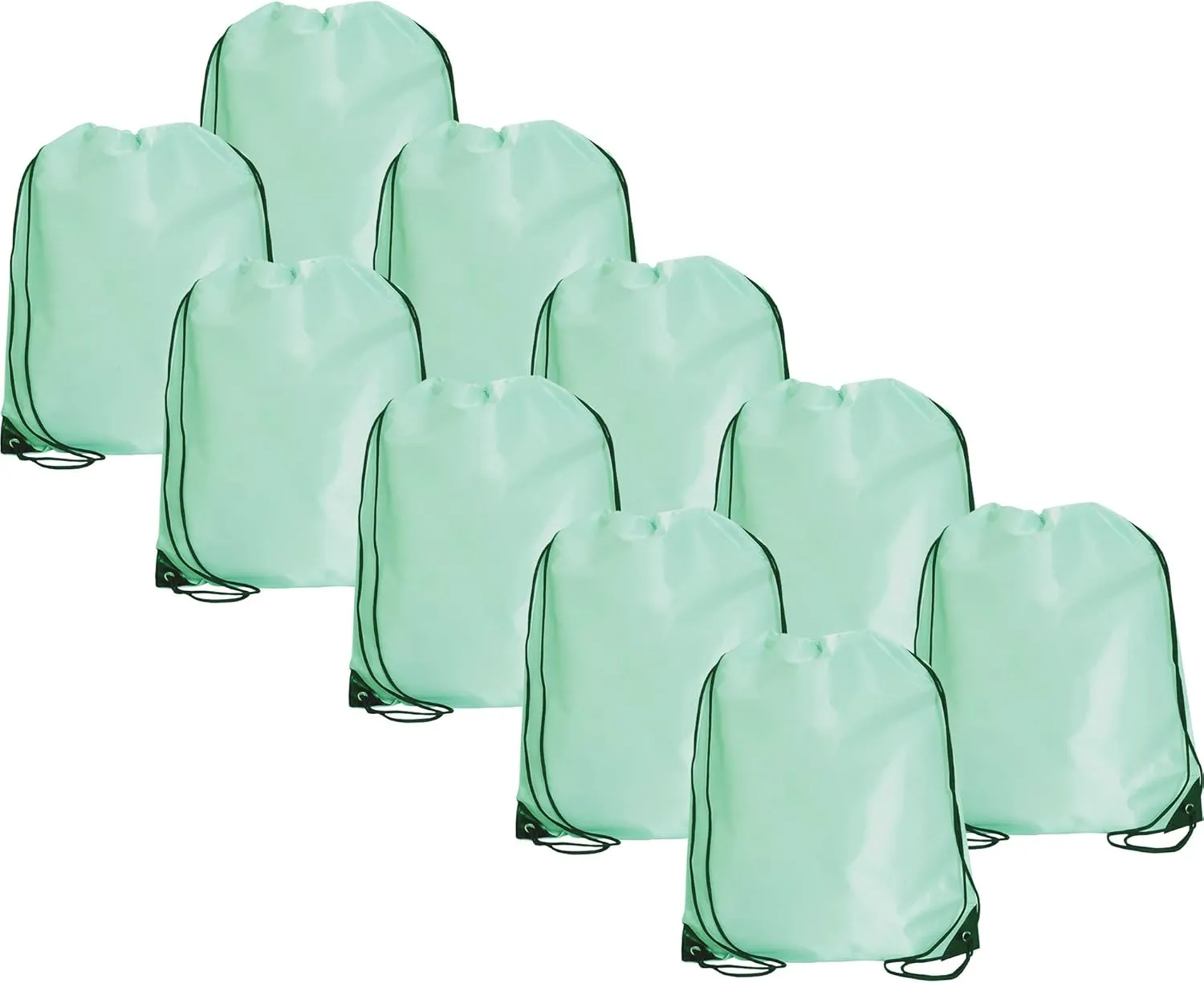Threadart Drawstring Backpacks - Pack of 10 - Seafoam | Sports Cinch Sack String Backpack | For Gym, Storage, & Travel | Large 15" x 18.5" Size