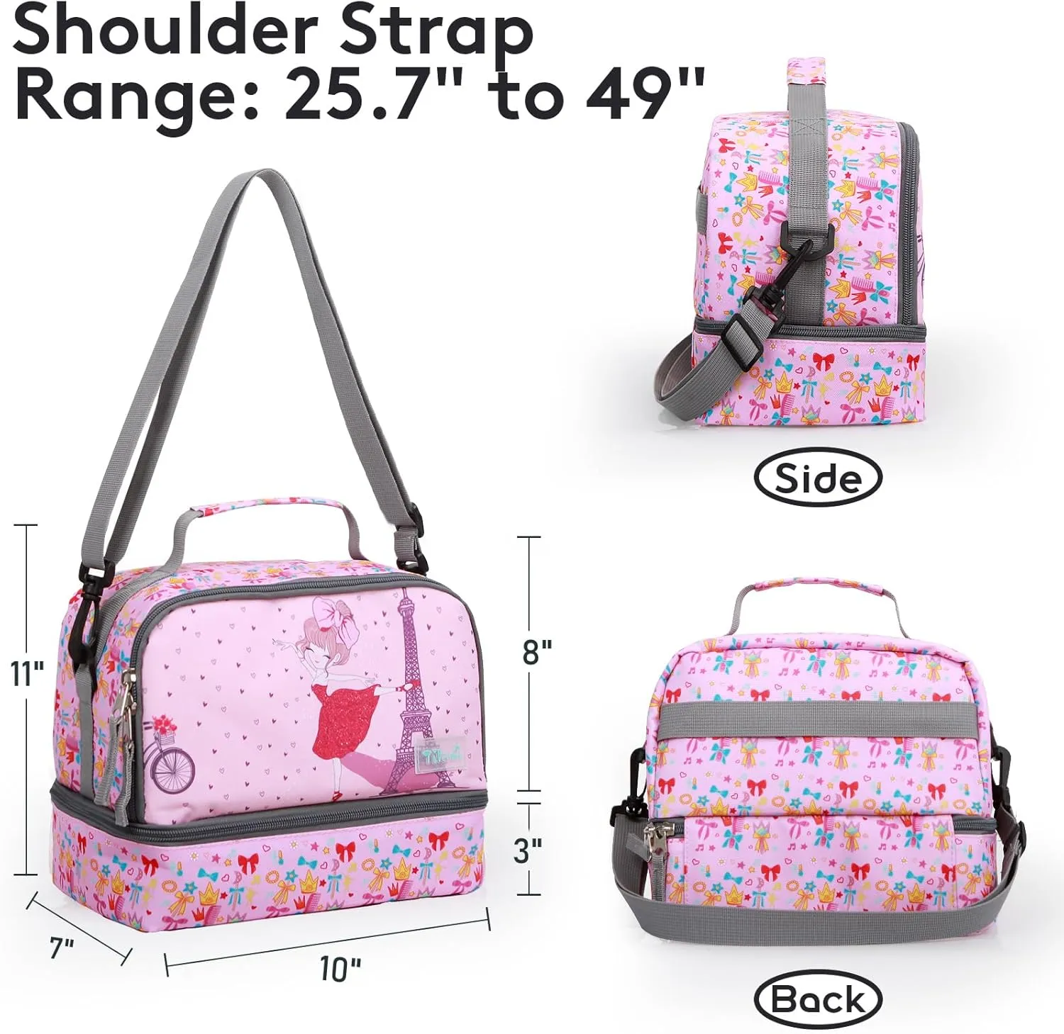 Tilami Rolling Backpack for Kids 18 Inch Wheeled Bookbag for Boys & Girls for School & Travel,Pink Girl