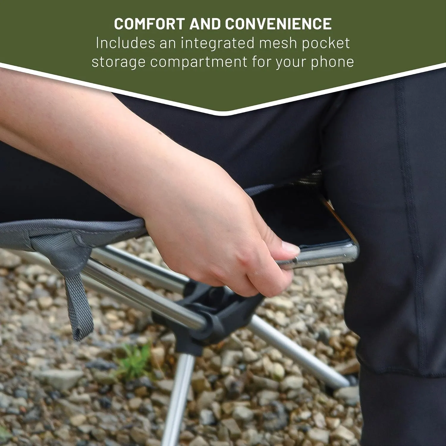 Timber Ridge Lightweight Highback Compact Folding Chair - Portable Comfort for Day Hikes, Beach Trips, & Camping, 300 lbs Support