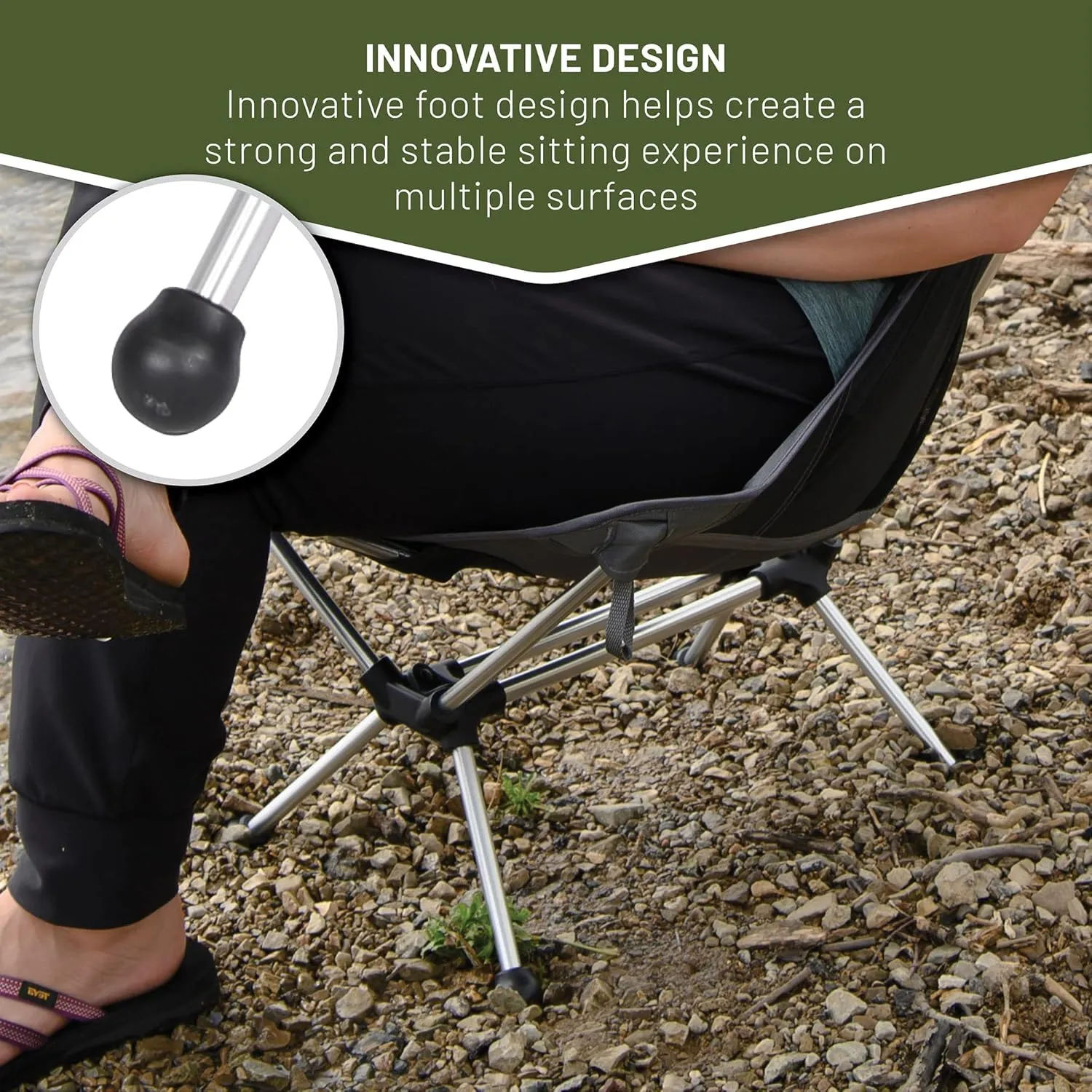 Timber Ridge Lightweight Highback Compact Folding Chair - Portable Comfort for Day Hikes, Beach Trips, & Camping, 300 lbs Support