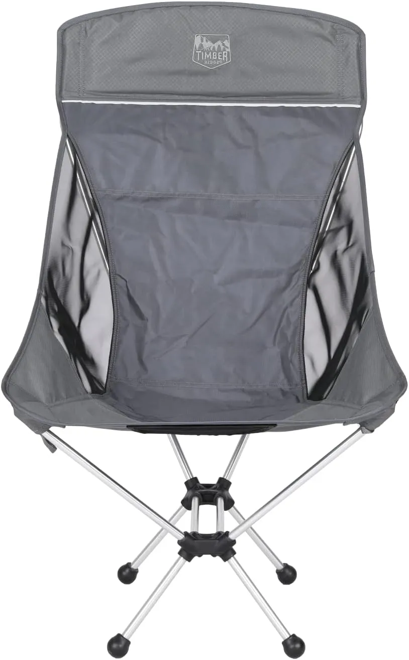 Timber Ridge Lightweight Highback Compact Folding Chair - Portable Comfort for Day Hikes, Beach Trips, & Camping, 300 lbs Support
