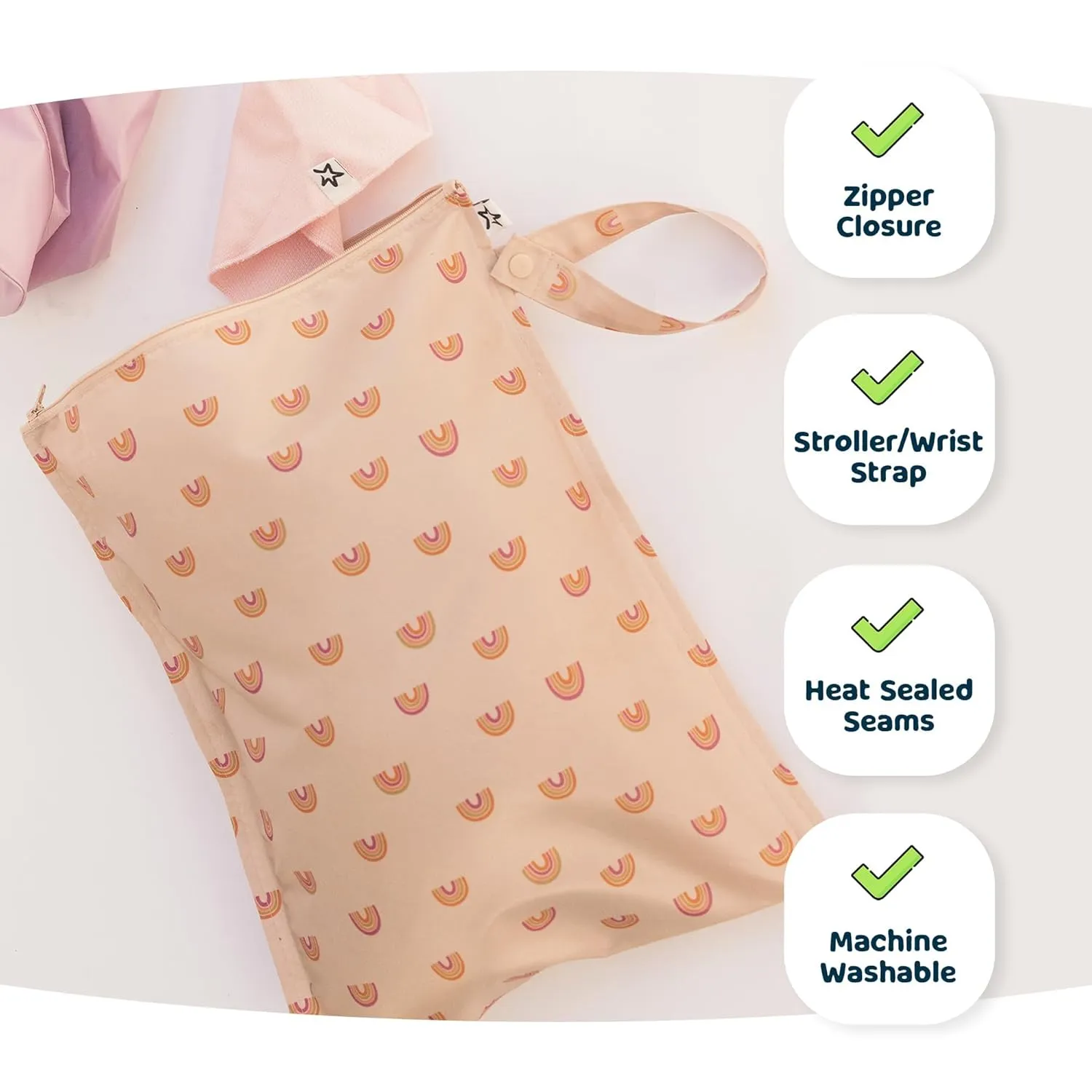 Tiny Twinkle Mess-proof Waterproof Wet Dry Bag | 2 Pack Reusable for Swimsuits, Gym & Baby Clothes | Leakproof Wet Clothes Bag, Beach Travel Essentials (Black,White)