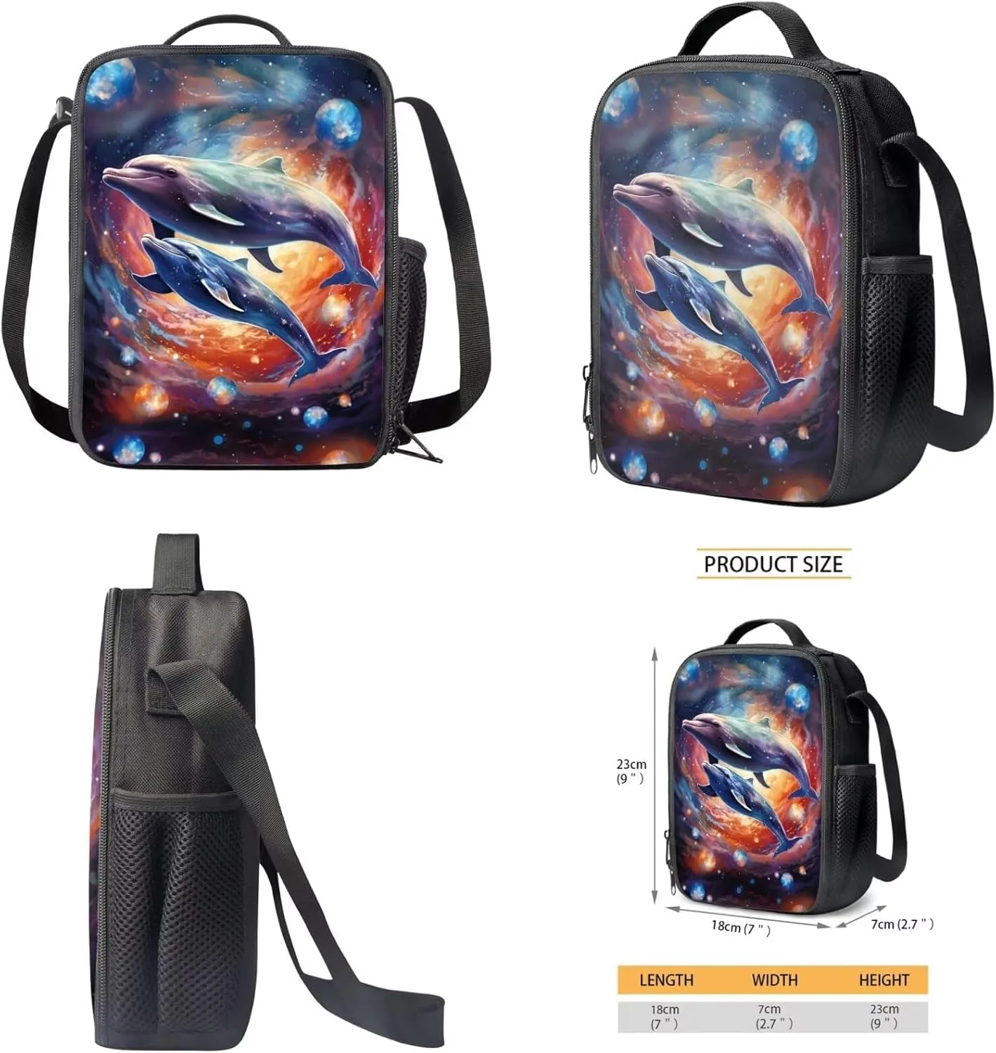 TOADDITDO Dolphins Girls Backpacks Ages 10-12 Middle School with Lunch Box Middle School Large School Bags Student Hiking Camping Bookbag Travel Duffel Bag Laptop Backpacks Daypack Mochilas Para NiñA