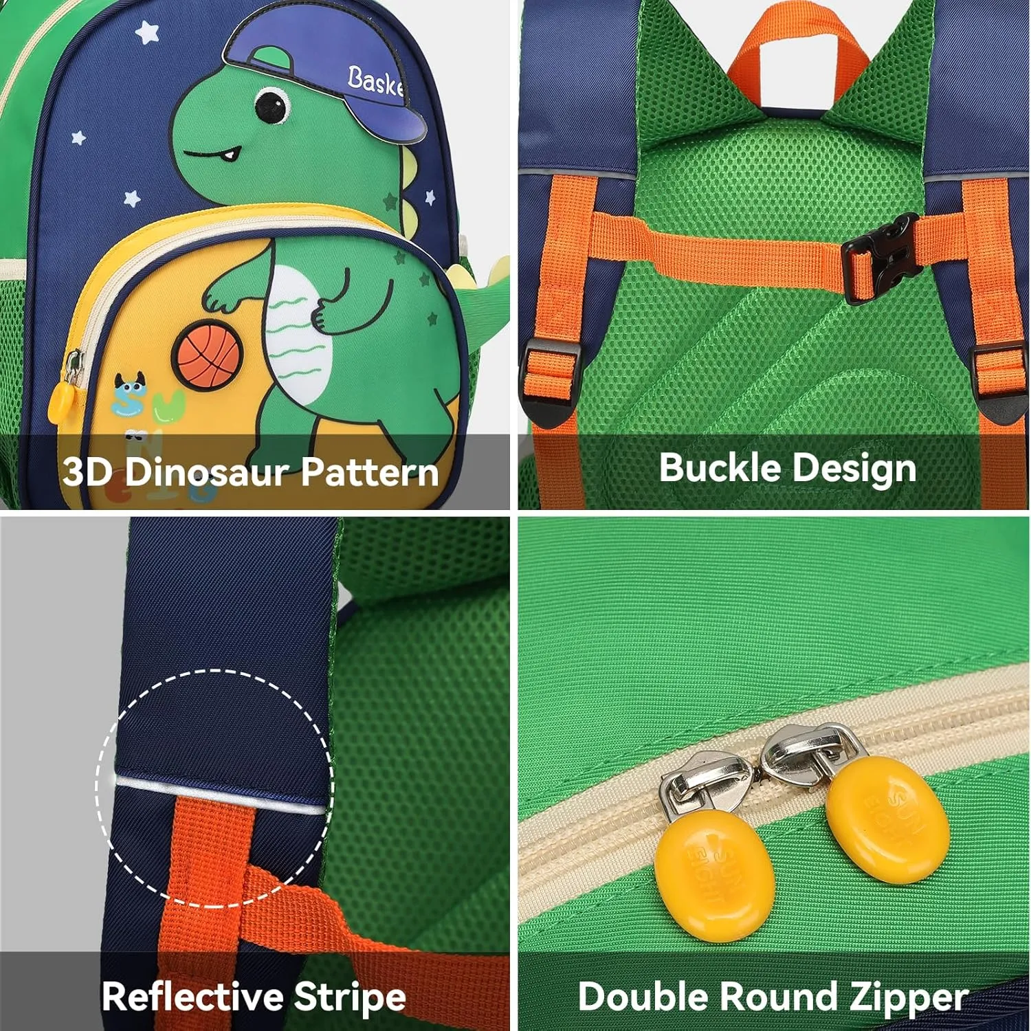 Toddler Backpack for Kids, Small 3D Cartoon Preschool for Age 2-4 kids Daycare Nursery Backpack for School (3D Dinosaur, Blue)