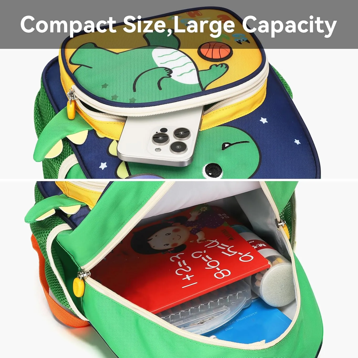 Toddler Backpack for Kids, Small 3D Cartoon Preschool for Age 2-4 kids Daycare Nursery Backpack for School (3D Dinosaur, Blue)
