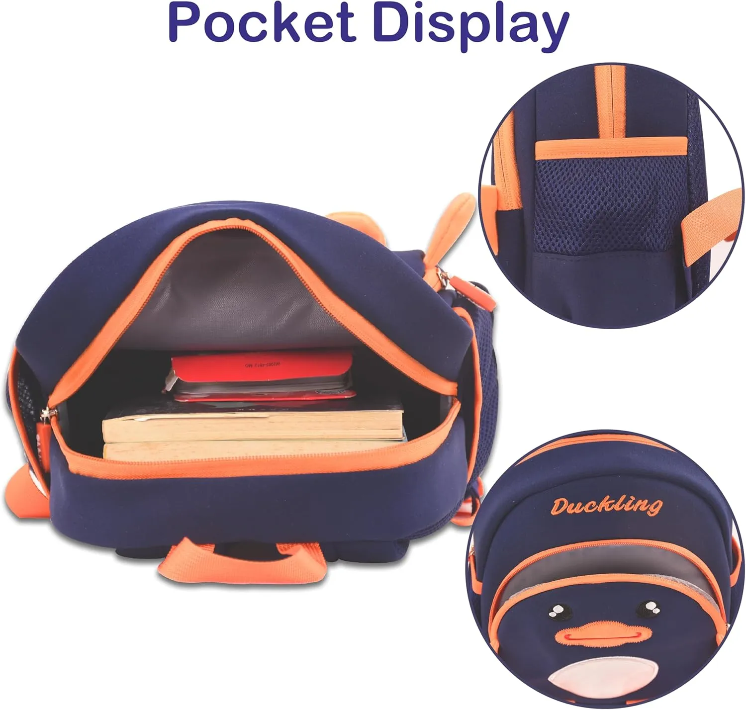 Toddler Backpacks for Boys 2-4 Cute 3D Kids Duck Schoolbag with Baby Leash for Small Preschool Kindergarten Bookbag Cartoon Mini Travel Bags 10inch (Dark Blue)