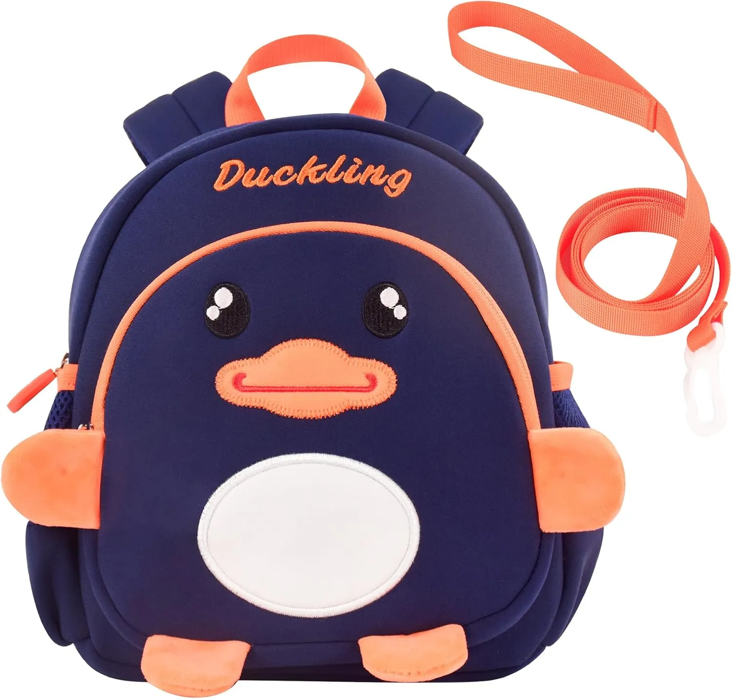 Toddler Backpacks for Boys 2-4 Cute 3D Kids Duck Schoolbag with Baby Leash for Small Preschool Kindergarten Bookbag Cartoon Mini Travel Bags 10inch (Dark Blue)
