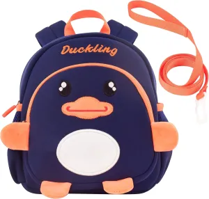 Toddler Backpacks for Boys 2-4 Cute 3D Kids Duck Schoolbag with Baby Leash for Small Preschool Kindergarten Bookbag Cartoon Mini Travel Bags 10inch (Dark Blue)