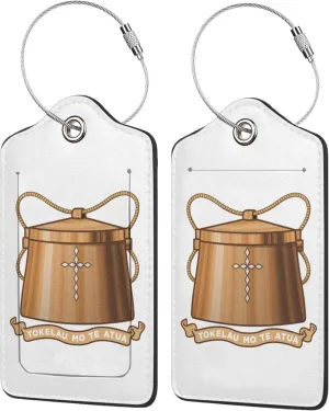 Tokelau Tokelau People National Emblem Luggage Tags Pu Leather with Privacy Cover Label Address Card and Durable Metal Ring Suitable for Men Women Handbags Backpacks