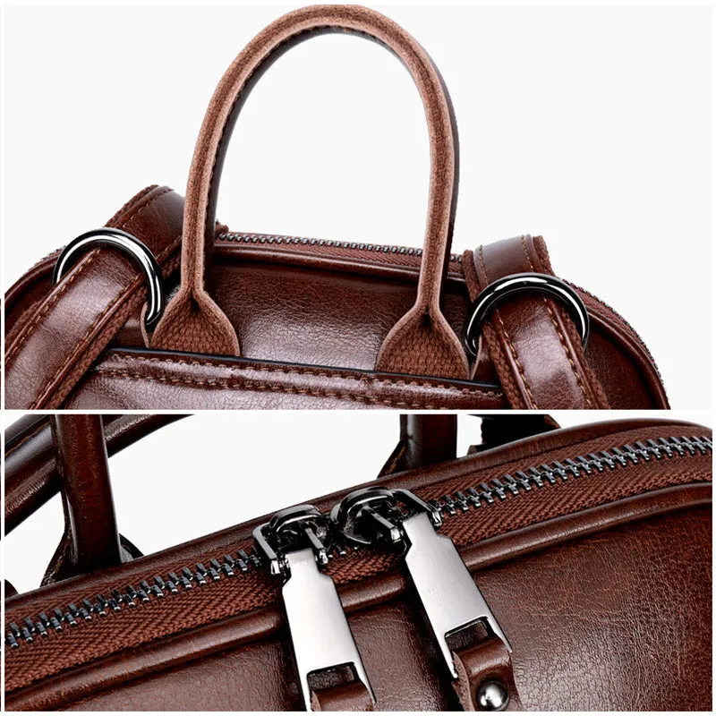 Top Grain Leather Backpacks Women Travel Backpack Natural Cow Leather City Backpacks Stylish Rucksack