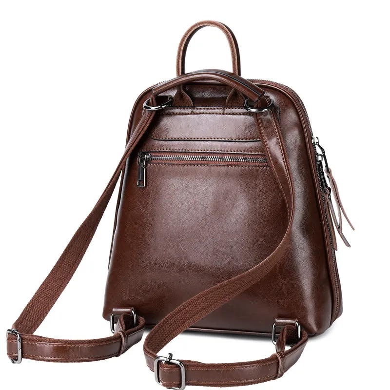 Top Grain Leather Backpacks Women Travel Backpack Natural Cow Leather City Backpacks Stylish Rucksack