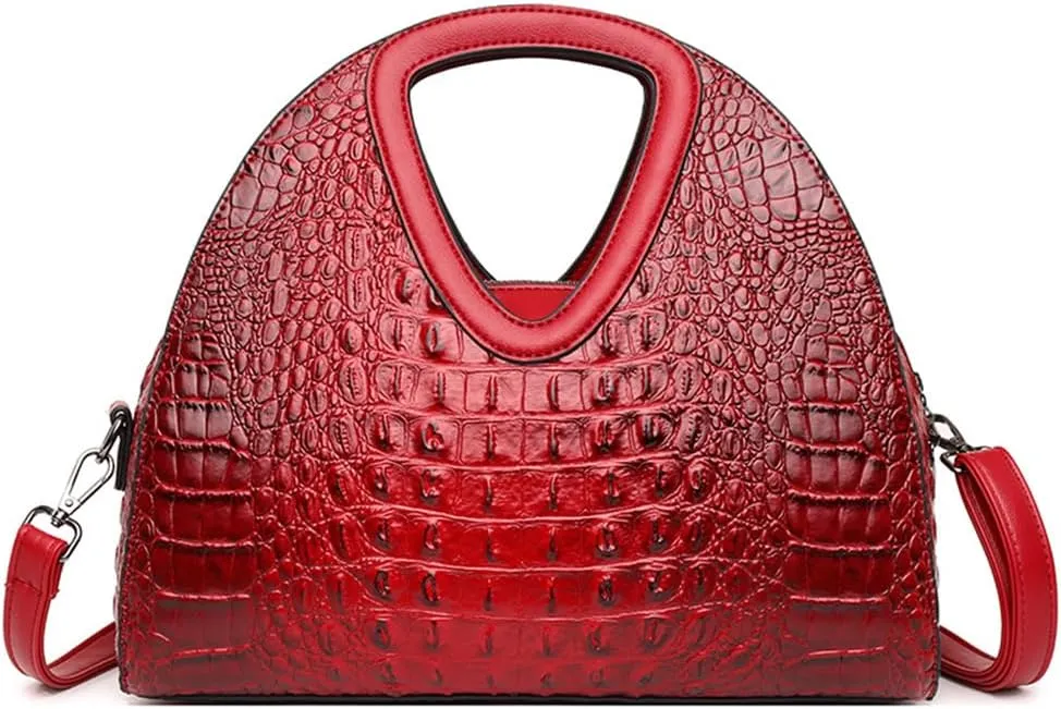Top-handle Purse for Women Crocodile Print PU Leather Shoulder Handbag Waterproof Crossbody Bag