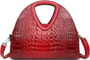 Top-handle Purse for Women Crocodile Print PU Leather Shoulder Handbag Waterproof Crossbody Bag
