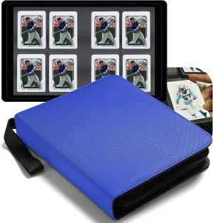 Toploaders Binder,Portable 4 Pockets Trading Card Holder Albums for Sports, Trading, and Gaming Cards Blue