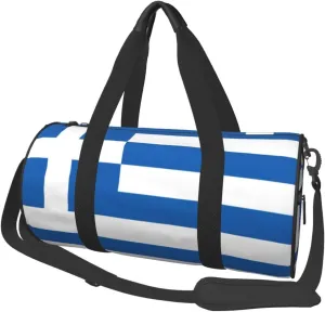 TOROM Flag Of Greece Gym Duffel Bag Adult Travel Bag Lightweight Yoga Bag Carryon Gymbag Sport Duffel Bag For Men Women, Black