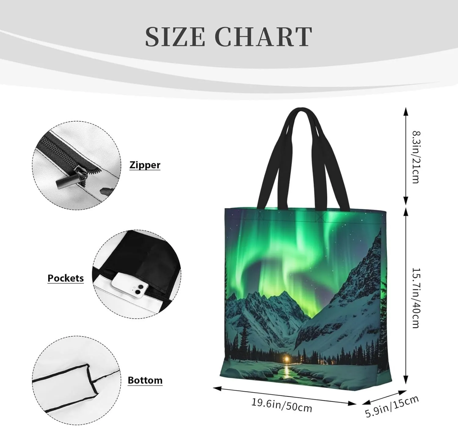 Tote Bag Large Capacity Grocery Bag With Zipper Ocean Sea Animal Shark Shopping Bag Shoulder Bag for Women