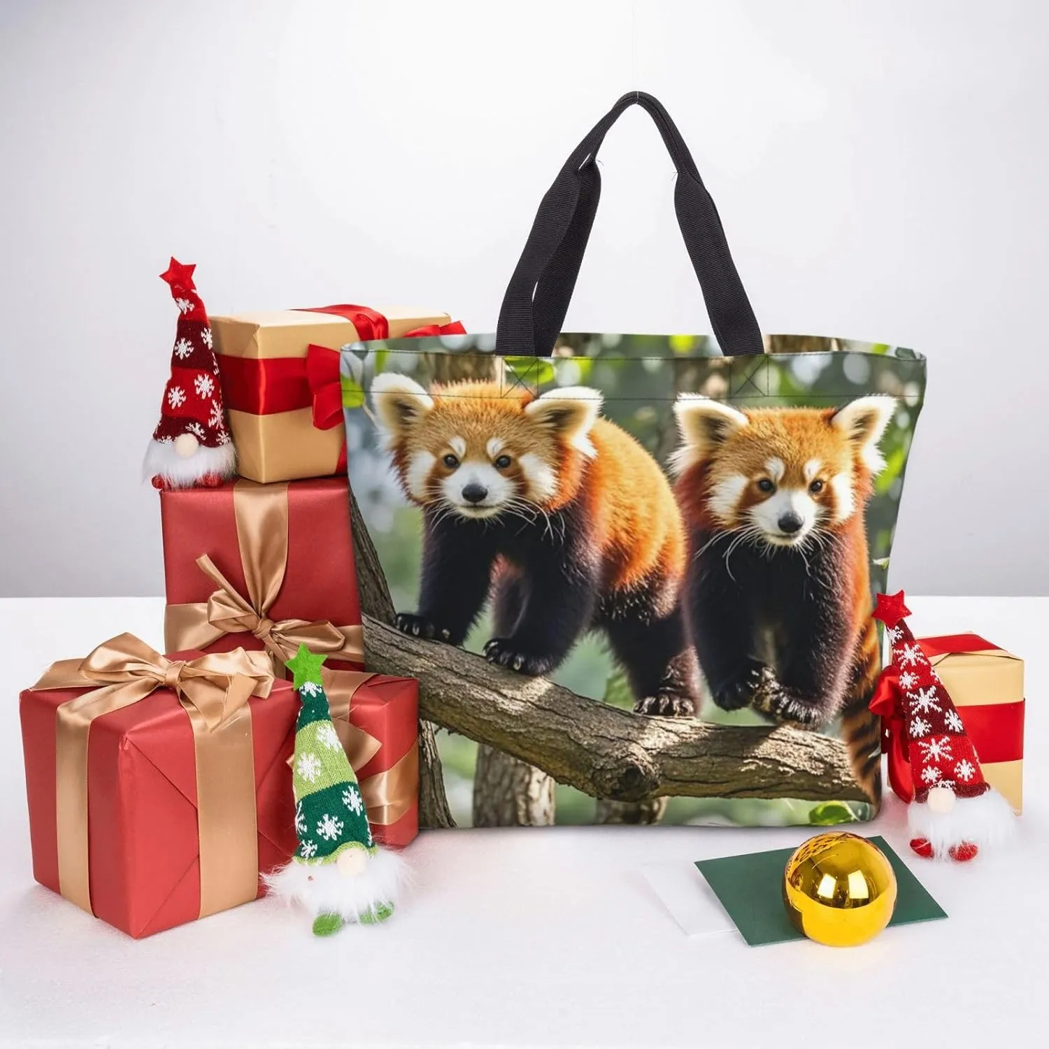 Tote Bag Large Capacity Grocery Bag With Zipper Ringtailed Lemur Shopping Bag Shoulder Bag for Women