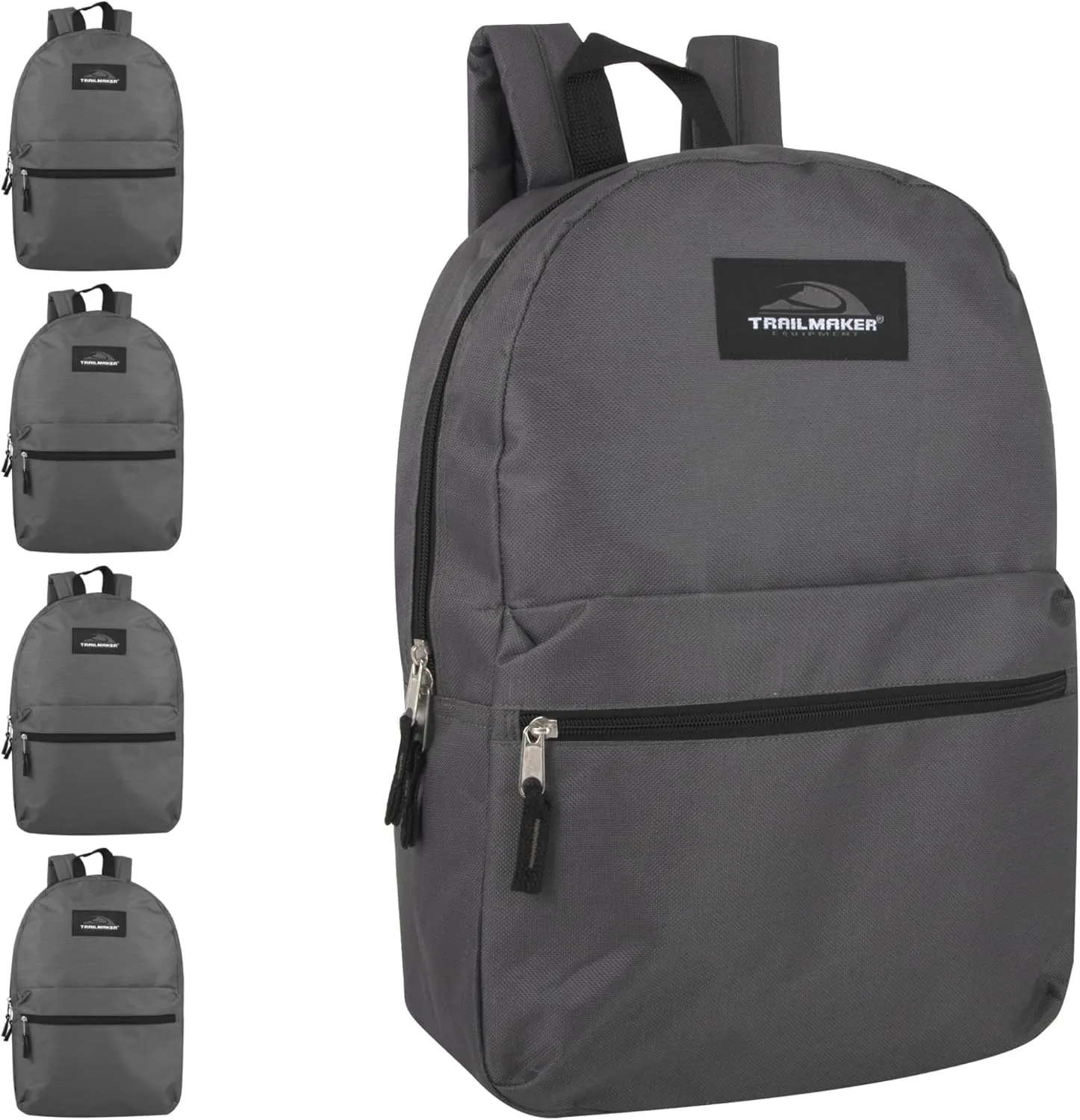 Trail maker 24 Pack- Classic 17 Inch Backpacks in Bulk Wholesale Back Packs for Boys and Girls (Gray)
