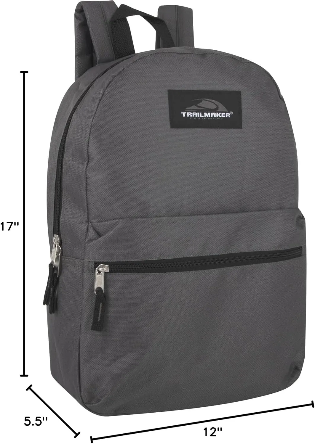 Trail maker 24 Pack- Classic 17 Inch Backpacks in Bulk Wholesale Back Packs for Boys and Girls (Gray)