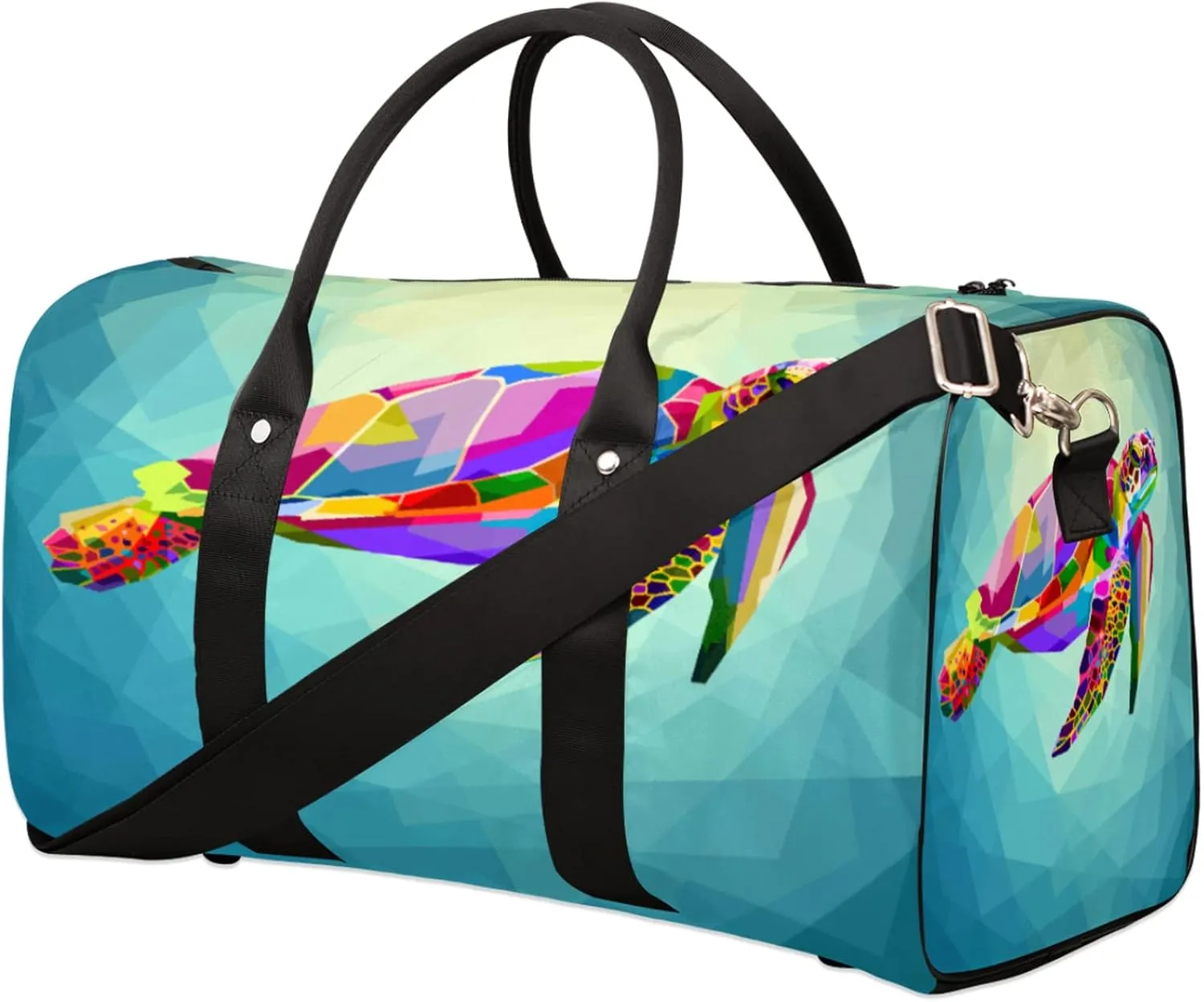 Travel Duffel Bag Colorful Animal Turtle Sport Tote Gym Bag Waterproof Foldable Carryon Weekend Overnight Training Handbag Sports Duffle Bags for Women Men Boys Girls