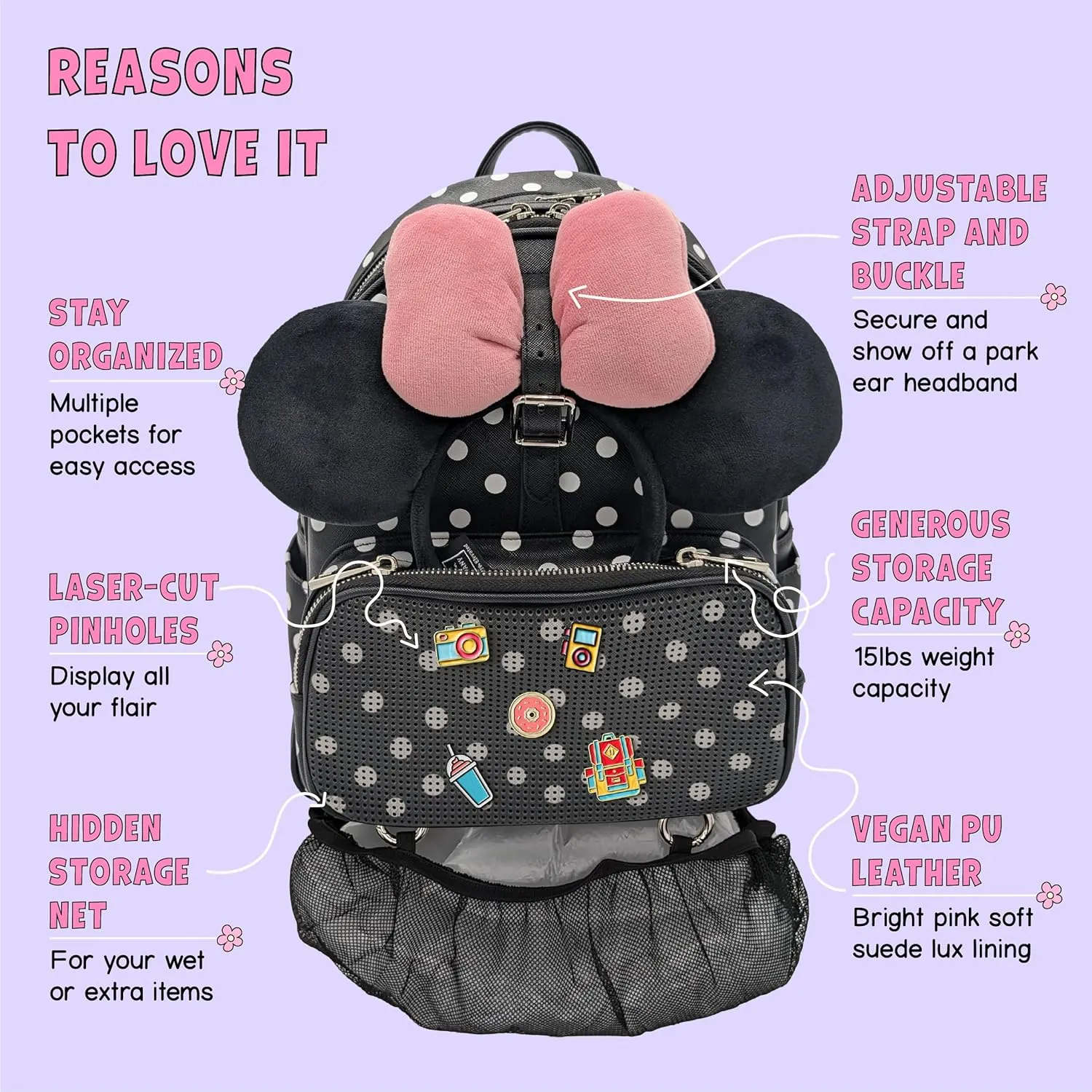 Travel Hydration Backpack & 30 oz Tumbler Bundle, Water-Resistant Girls Laptop Day Bag for Theme Parks, Work & Camping, Casual & Comfortable for Women On-The-Go (Polka Dots)