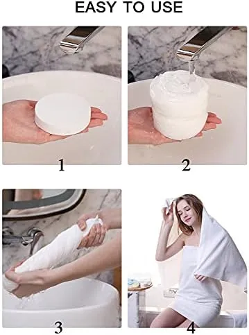 Travel Size Compressed Cotton Bath Towel Tablets Sof Convenient 42x27 inch