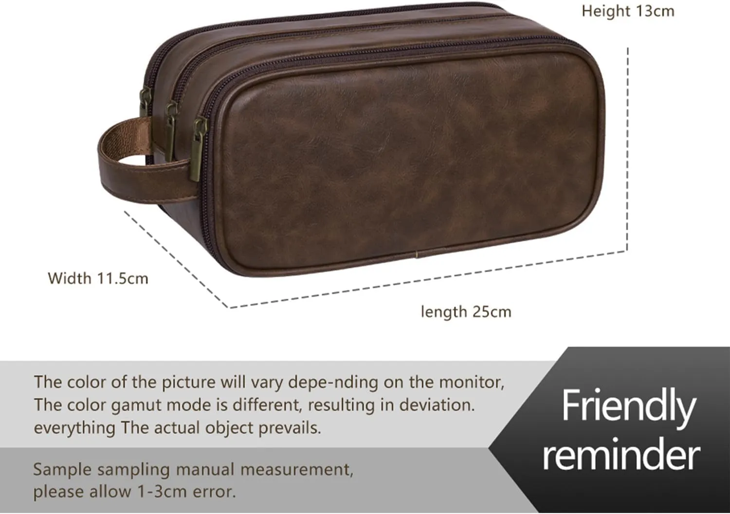 Travel Toiletry Bag for Men Personalized Leather Dopp Kit Bathroom Toiletries Organizer Cosmetic Bags with Side Handle