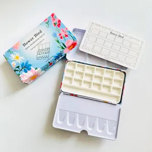Travel Watercolor Palette,Portable Ceramic Palette 18 Well,Empty Paint Palette,Small Travel Metal Paint Boxwith Porcelain Palette