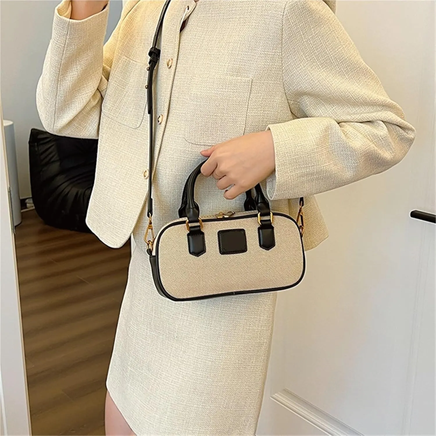 Trendy Bowling Tote Handbags and Purses Women Shoulder Crossbody Bags Vegan Leather Ladies Messenger