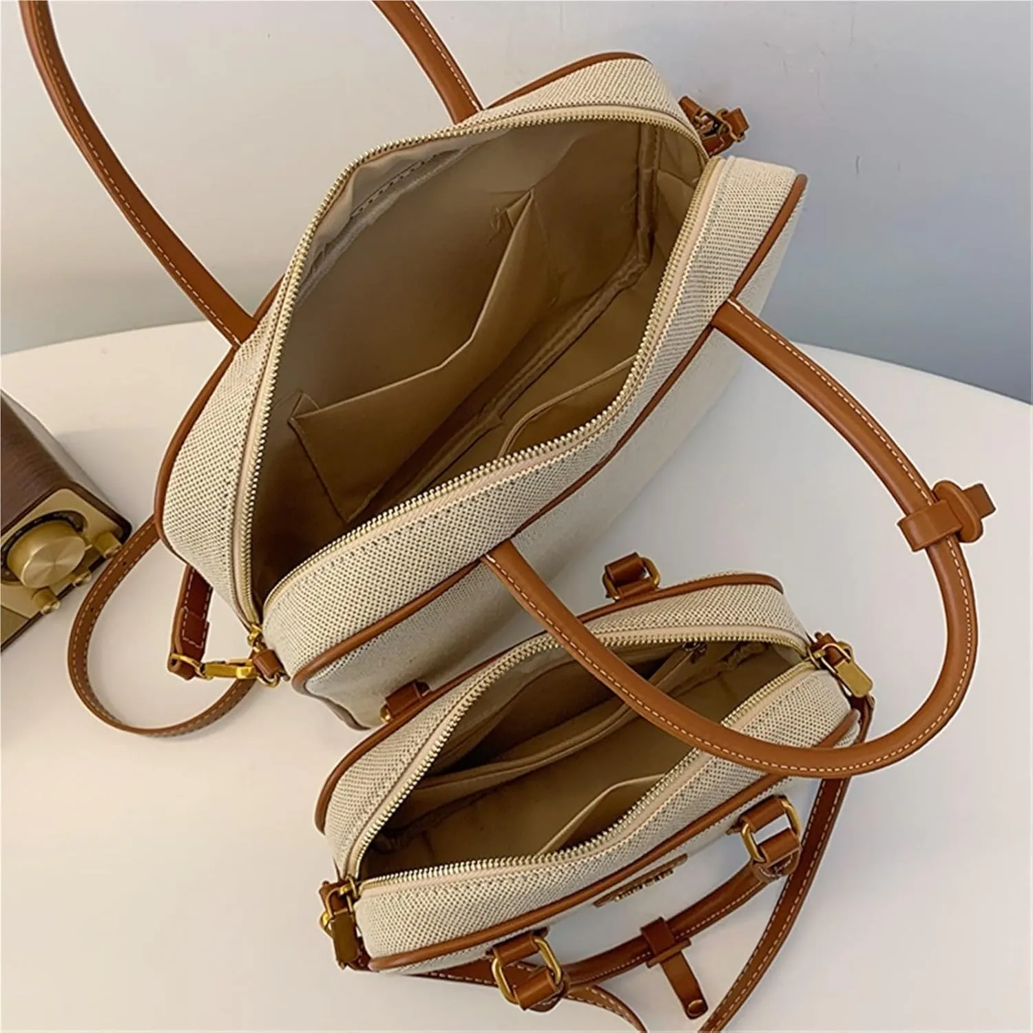 Trendy Bowling Tote Handbags and Purses Women Shoulder Crossbody Bags Vegan Leather Ladies Messenger