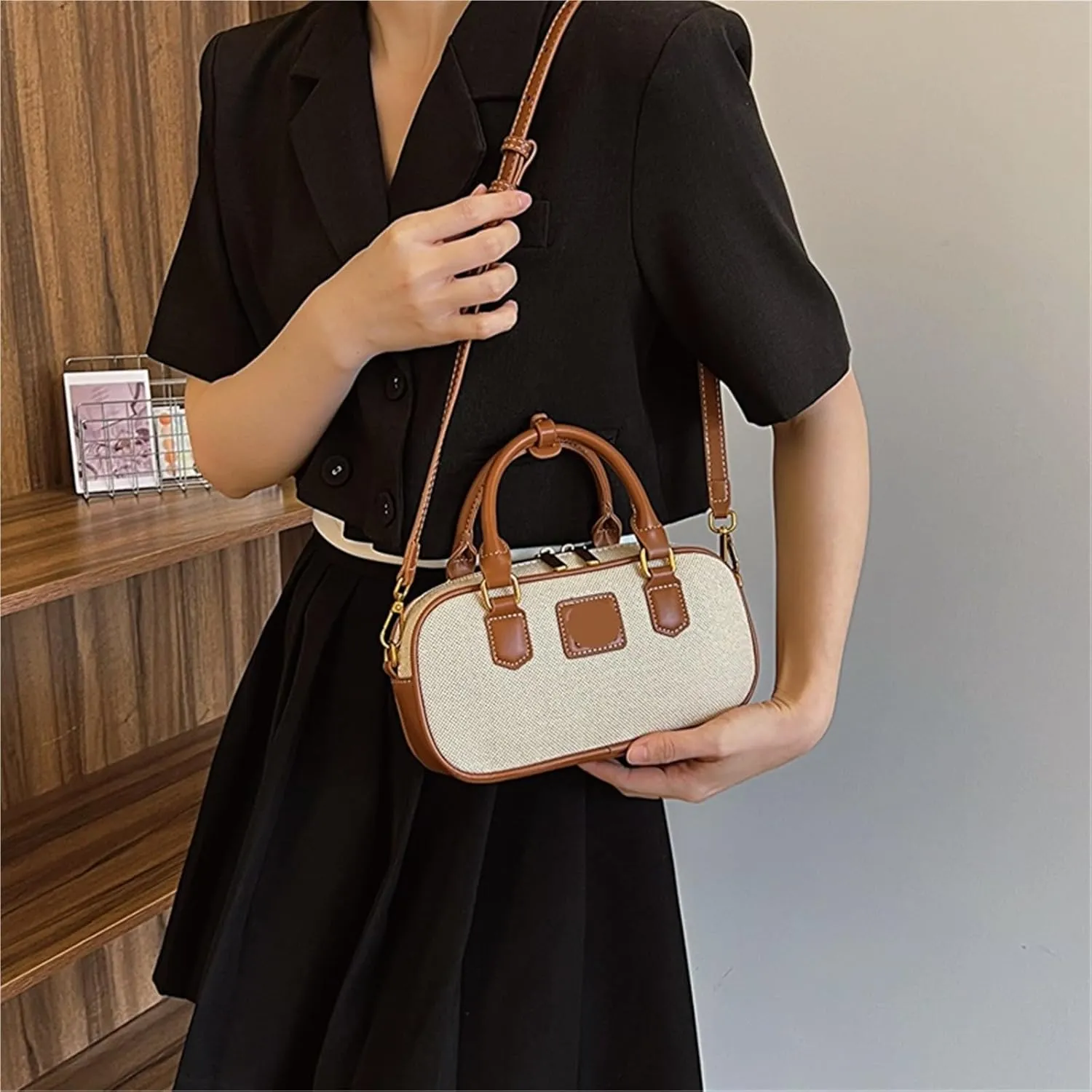 Trendy Bowling Tote Handbags and Purses Women Shoulder Crossbody Bags Vegan Leather Ladies Messenger