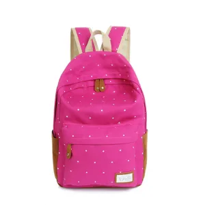 Trendy casual canvas backpack women fashion school bags for girls dot printing backpack shoulder bags mochila