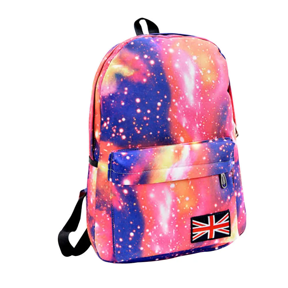 Trendy Women Stars Universe Space printing backpack School Book Backpacks British flag Stars bag