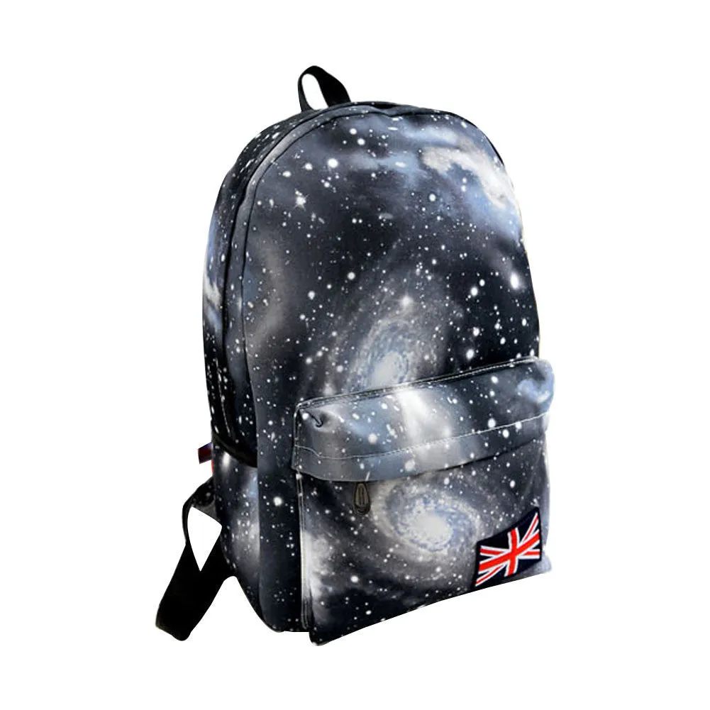 Trendy Women Stars Universe Space printing backpack School Book Backpacks British flag Stars bag