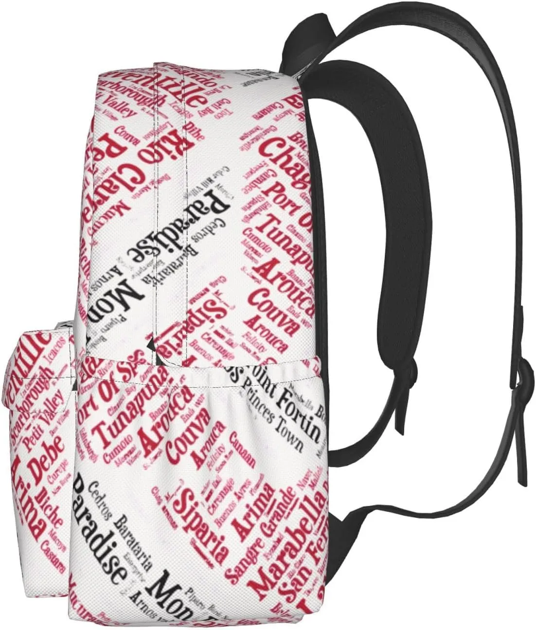 Trinidad Tobago Flag Cities Word Casual Backpack Large Capacity Travel Backpacks Laptop Daypack Commuter Rucksack Adjustable Strap Sports Bags for Hiking Biking