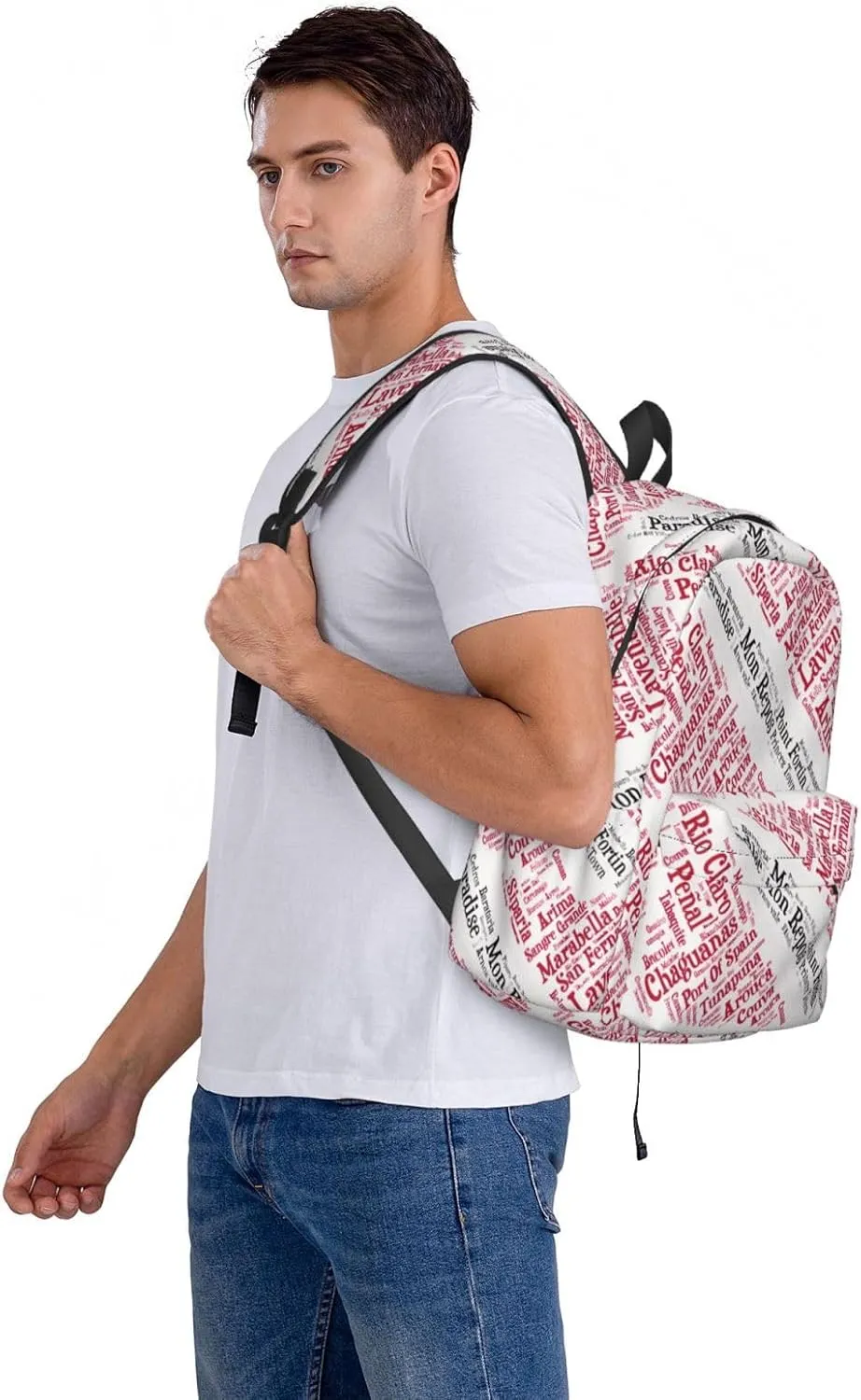 Trinidad Tobago Flag Cities Word Casual Backpack Large Capacity Travel Backpacks Laptop Daypack Commuter Rucksack Adjustable Strap Sports Bags for Hiking Biking