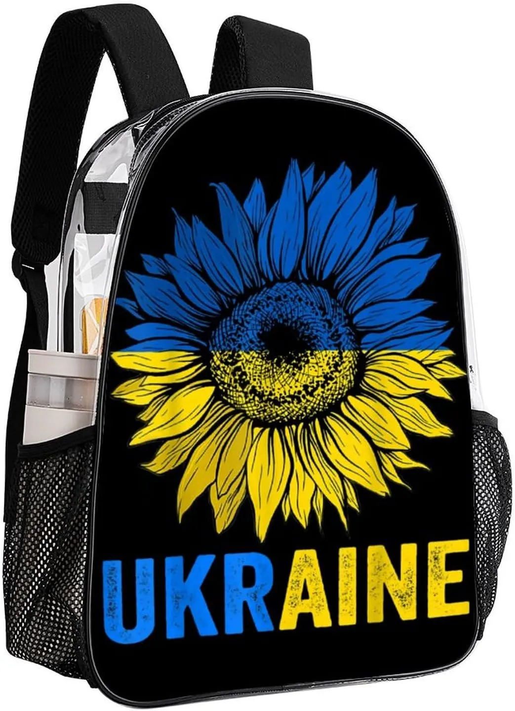 Ukraine Flag Sunflower Clear Backpacks PVC Transparent Laptop Backpack Multipurpose Double Shoulder Bag for Men Women Gifts