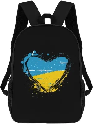 Ukraine Hear 17 Inches Unisex Laptop Backpack Lightweight Shoulder Bag Travel Daypack