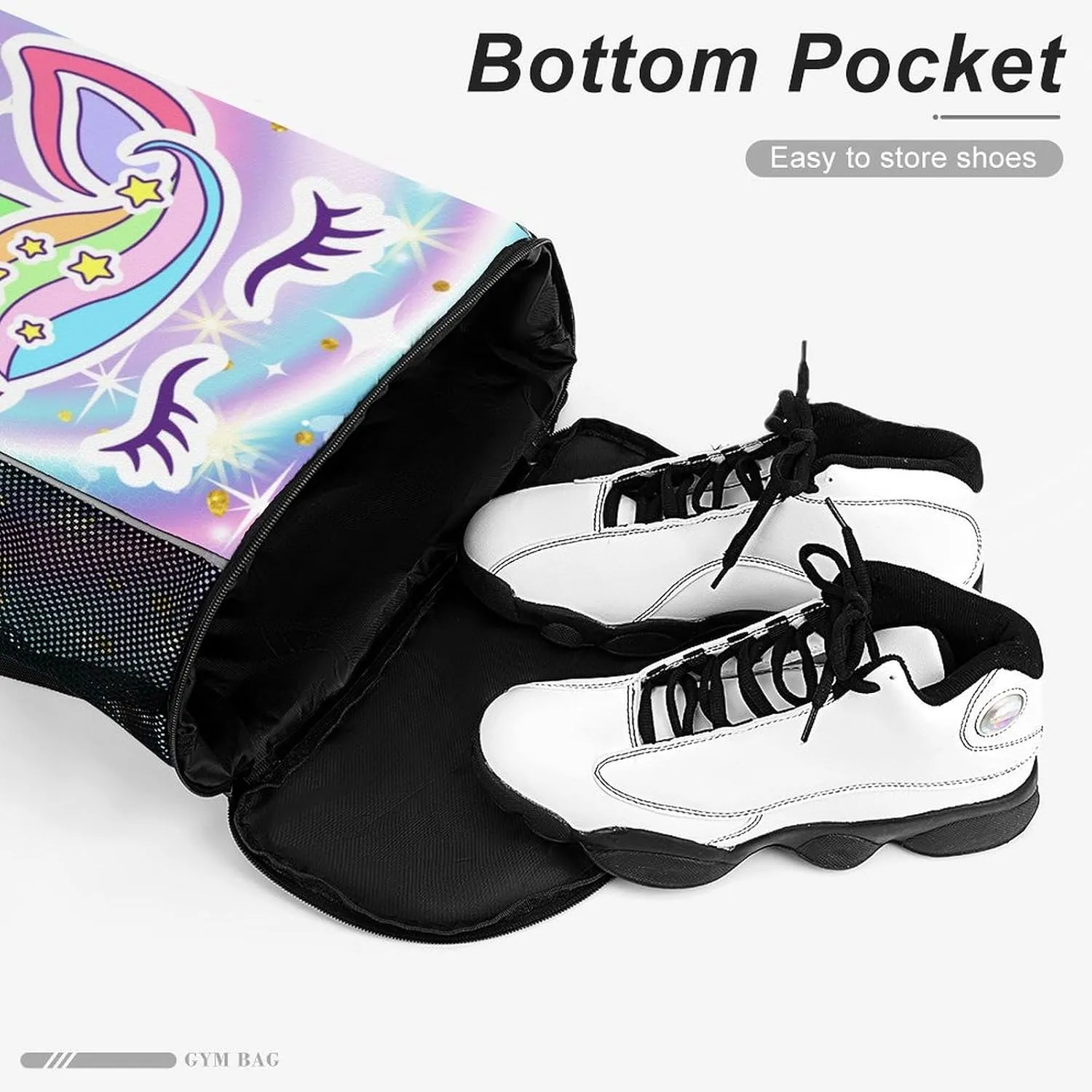 Unicorn Drawstring Backpack - Cute Cinch Sack, String Backpacks with Pocket for Kids Women Men Boys Girls for Gym Outdoor Sports Travel Athletic Drawstring Bag - Lightweight/Foldable