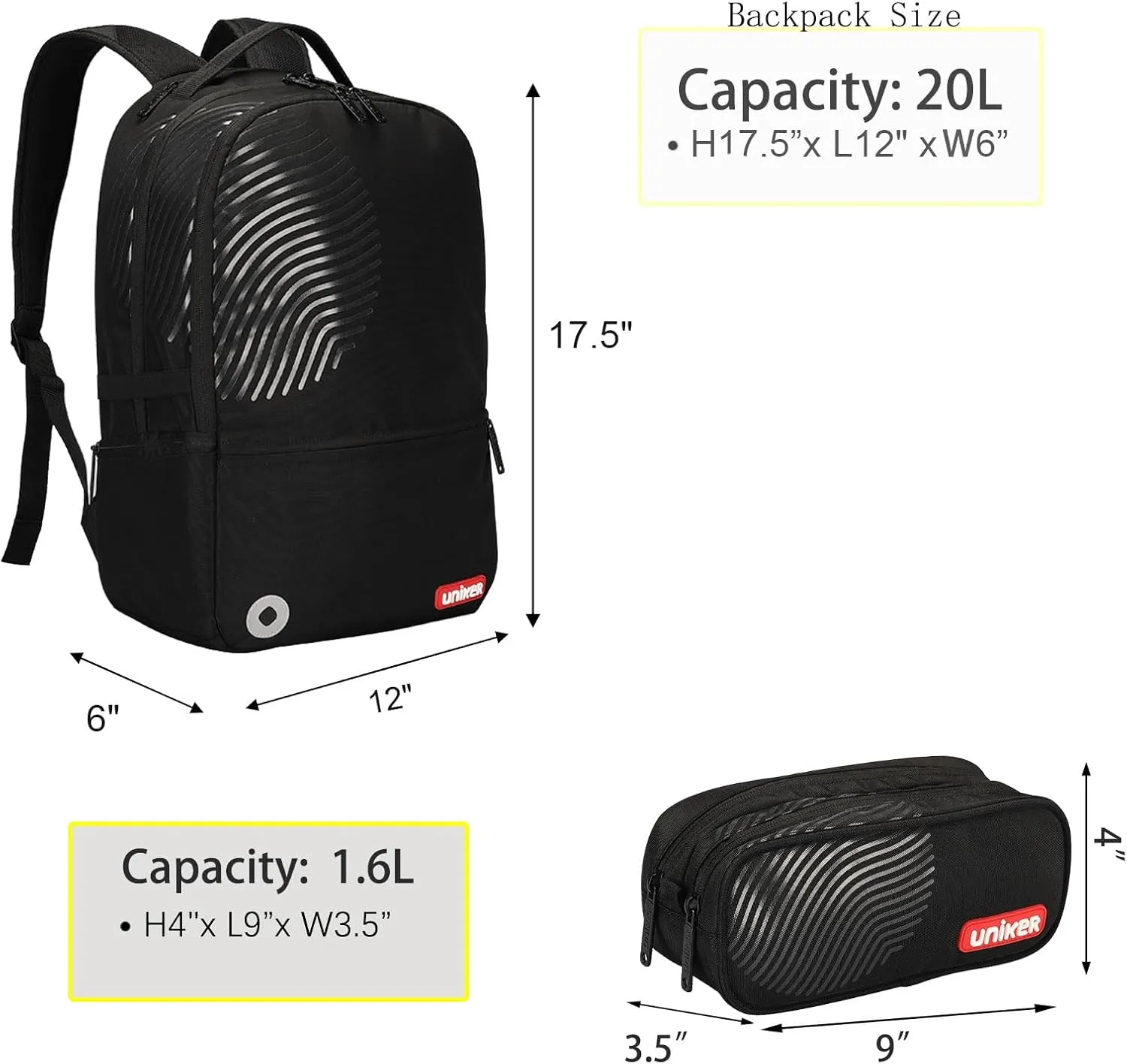 UNIKER Fashion 2 in 1 Backpack Set with Cosmetic Bag,Casual Daypack Women,Backpack and Carry-on 2pc set,Lightweight Travel Backpack,Laptop Backpack with with USB Port, Fingerprint‌
